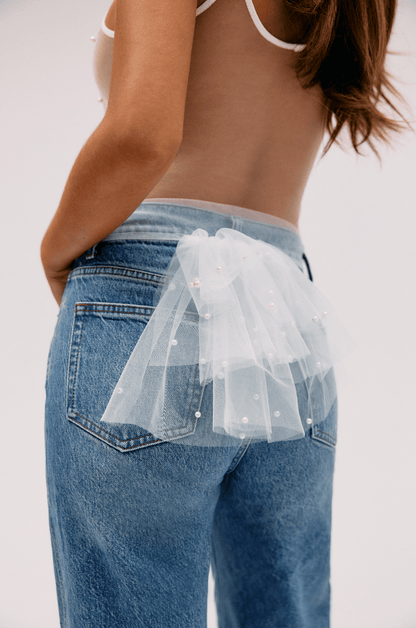Honeydew Pretty in Pearls Tie Booty Veil in Honeymoon