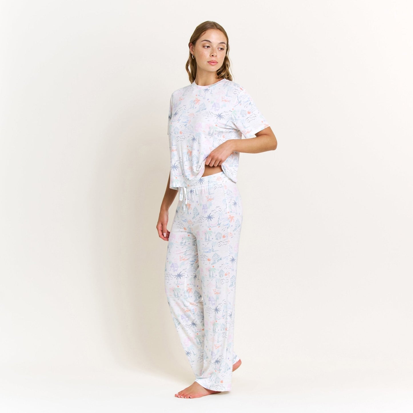 Honeydew All American Tee Pant Set in Multi Beach Resort