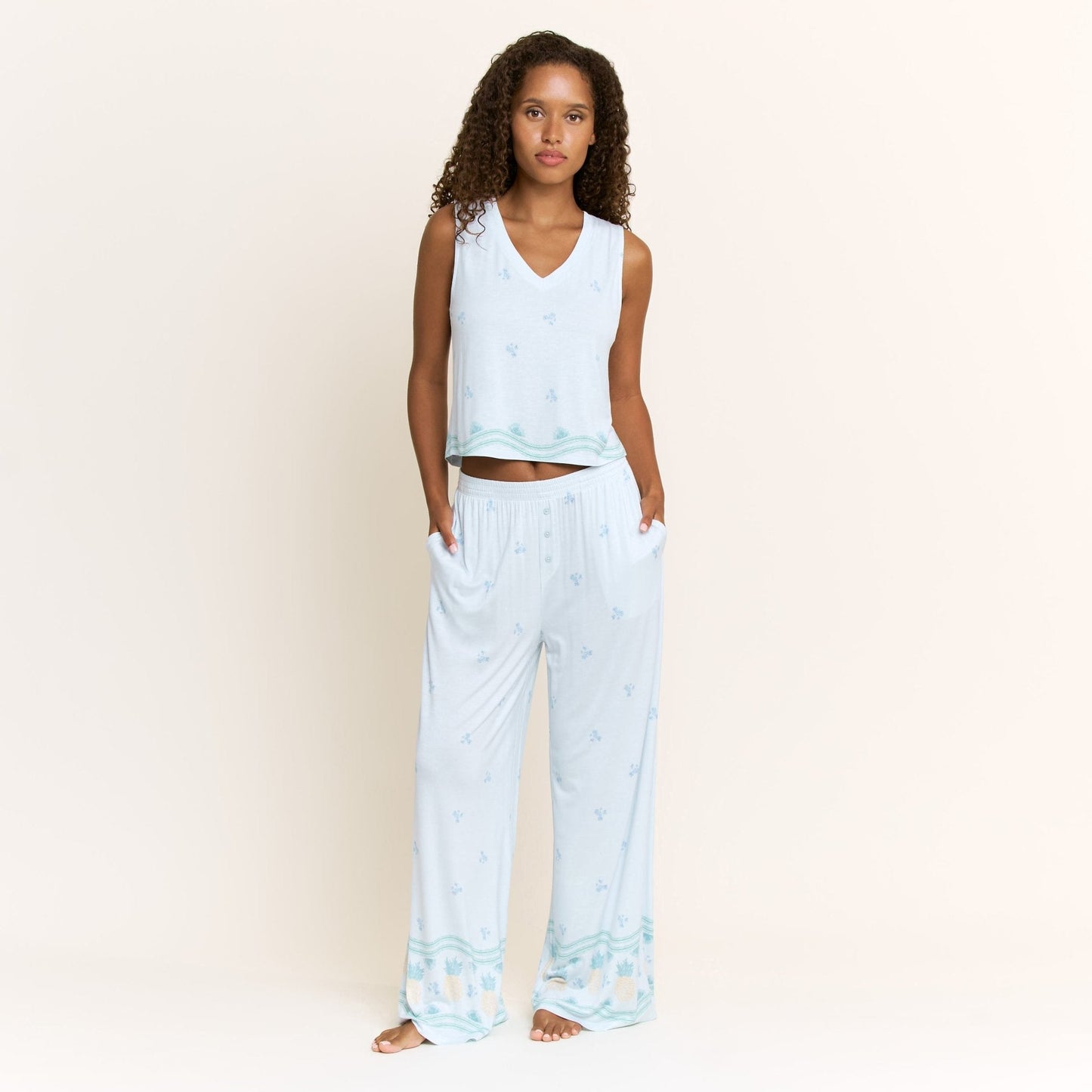 Honeydew All American V Tank Pant Set in Ocean Glow Pineapple