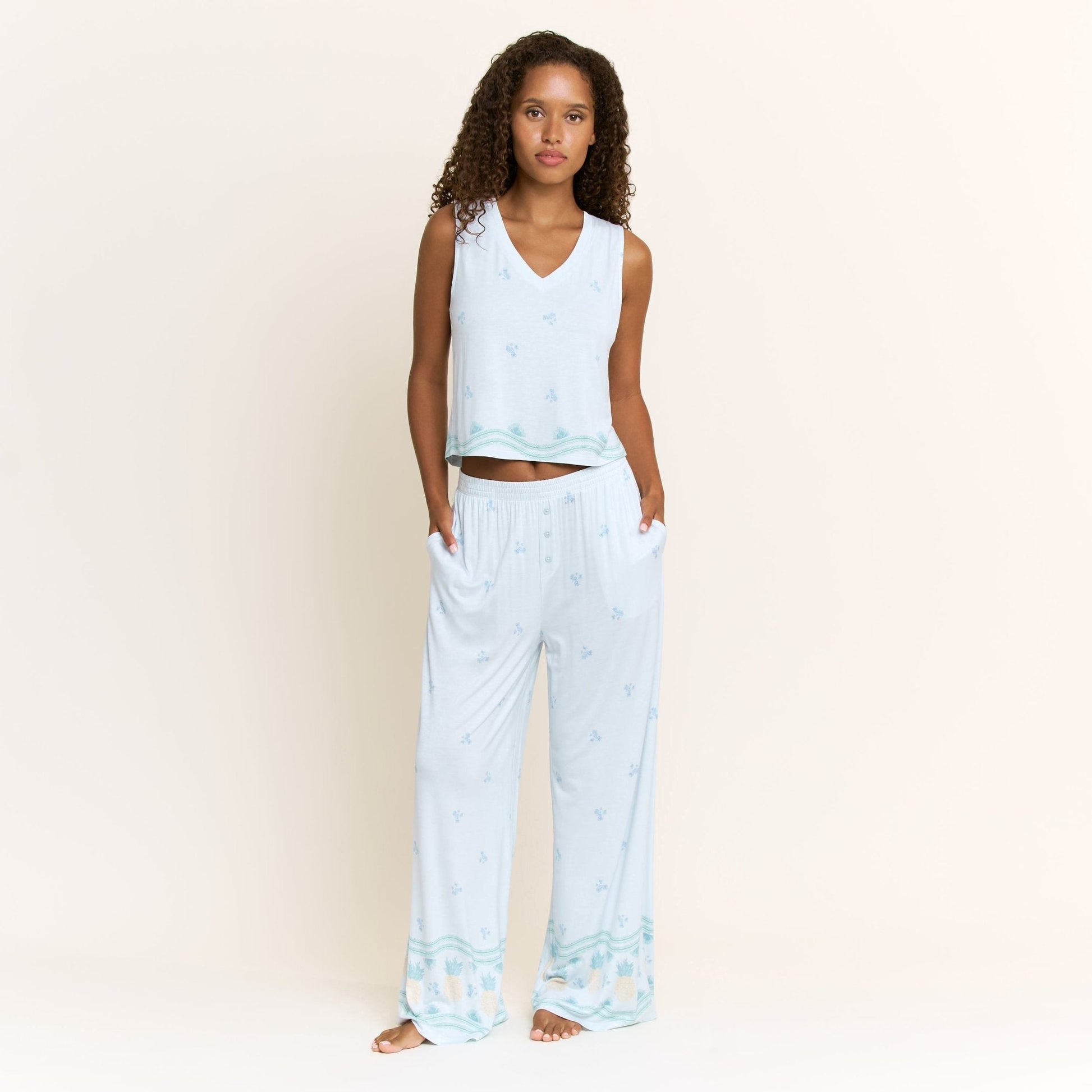 Honeydew All American V Tank Pant Set in Ocean Glow Pineapple