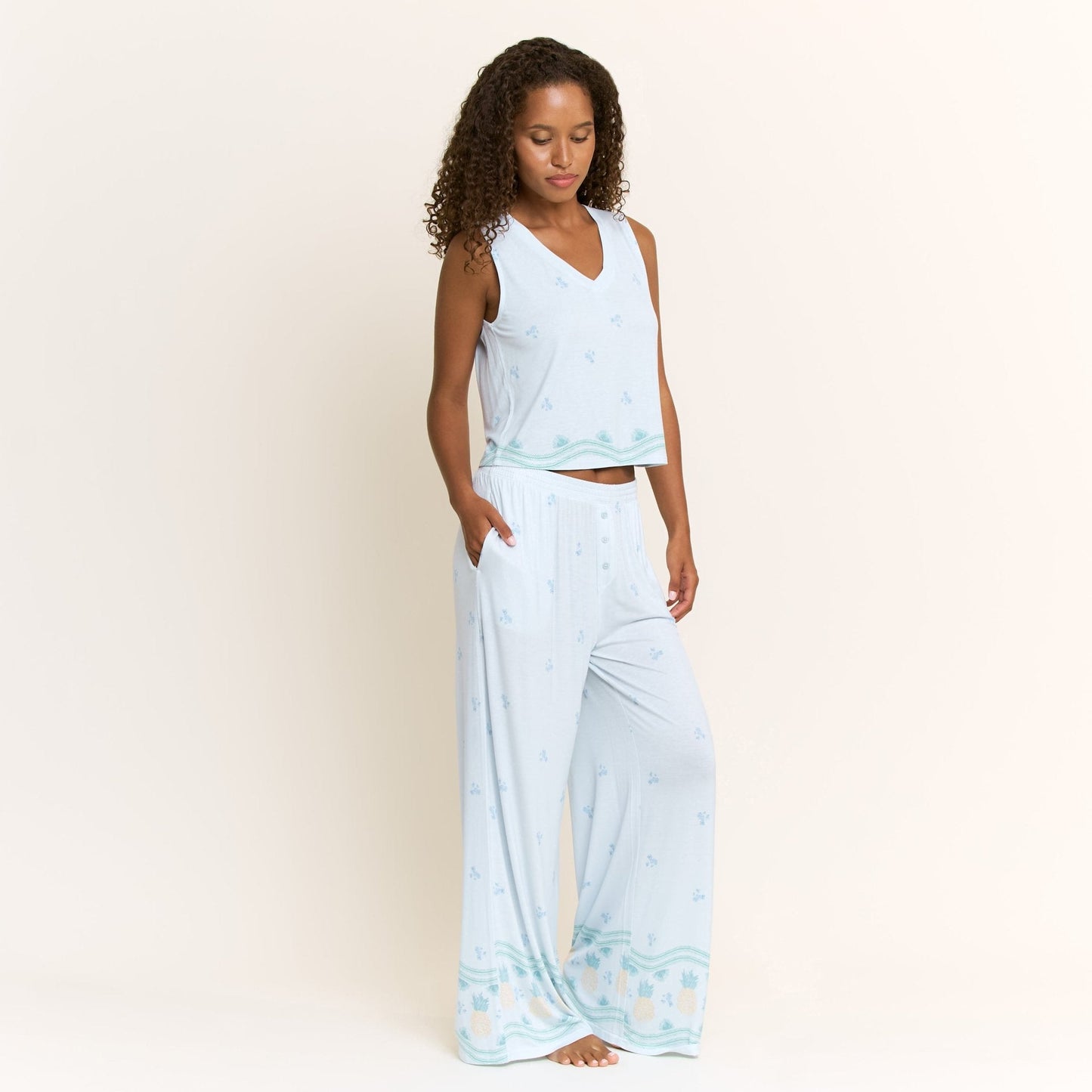 Honeydew All American V Tank Pant Set in Ocean Glow Pineapple