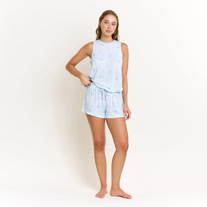 Honeydew Star Seeker Tank Shortie Set in Saltwater Sonata