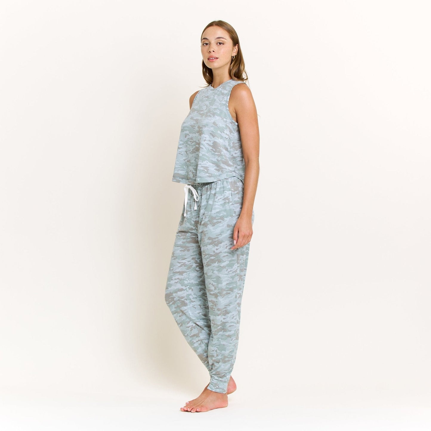Honeydew Star Seeker Tank Pant Set in Fern Camo