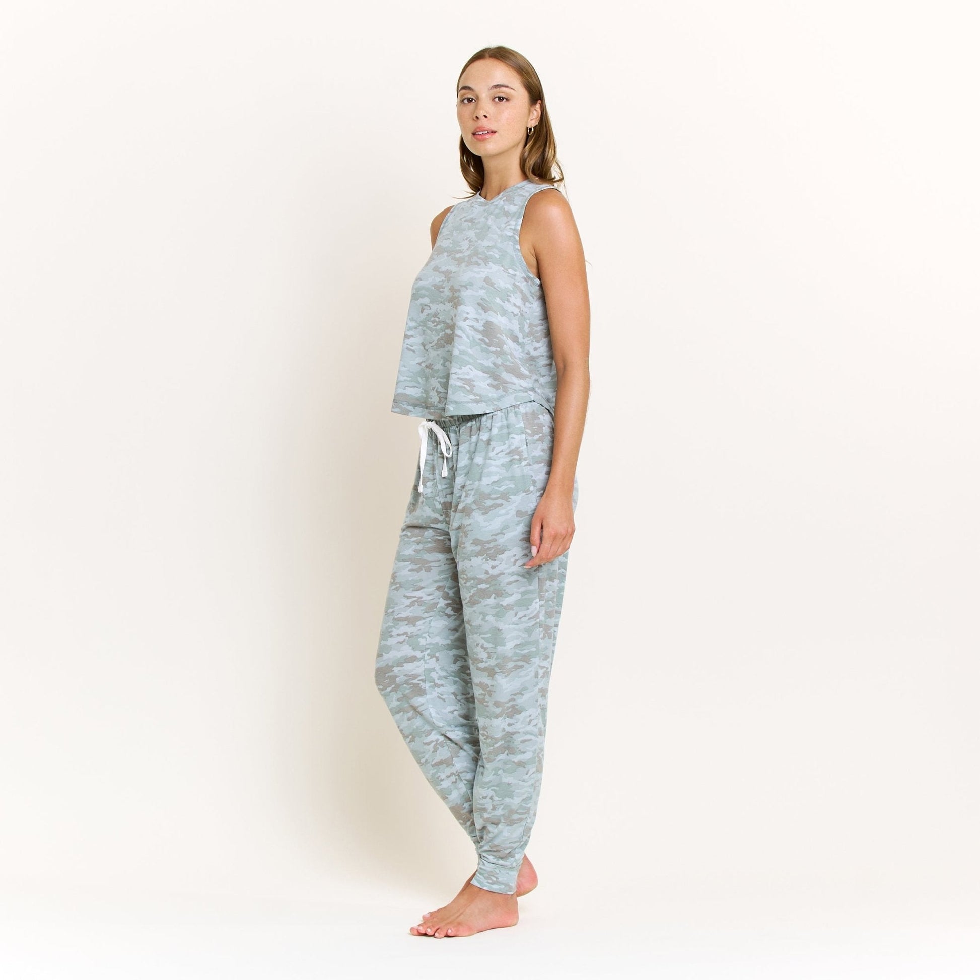 Honeydew Star Seeker Tank Pant Set in Fern Camo