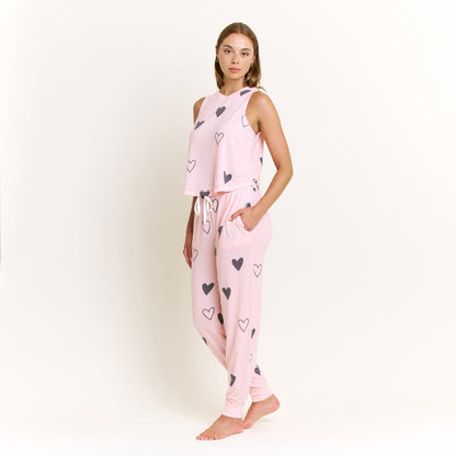 Honeydew Star Seeker Tank Pant Set in Dusty Hearts