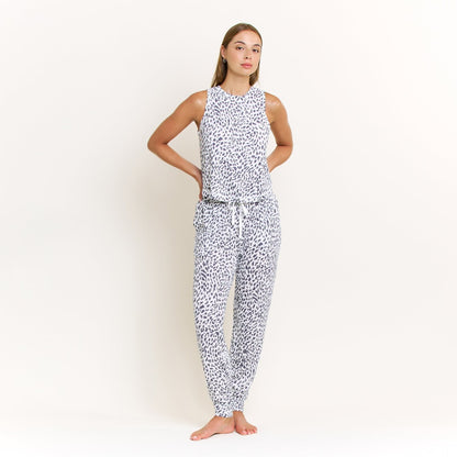 Honeydew Star Seeker Tank Pant Set in Sweet Cream Animal