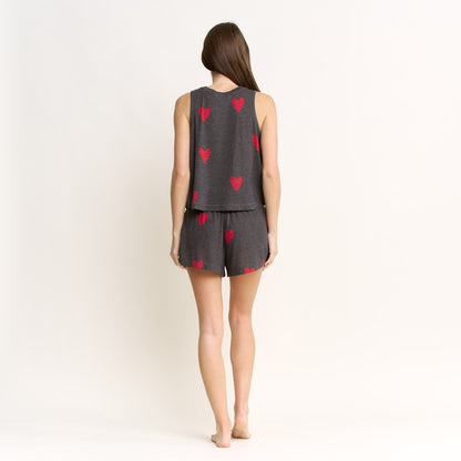 Honeydew Star Seeker Tank Shortie Set in Valentine Hearts