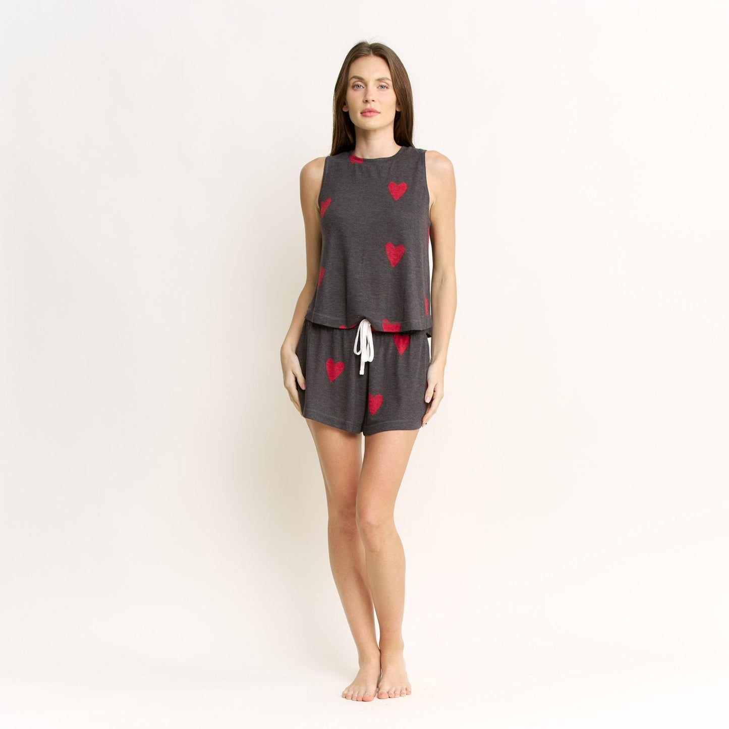 Honeydew Star Seeker Tank Shortie Set in Valentine Hearts