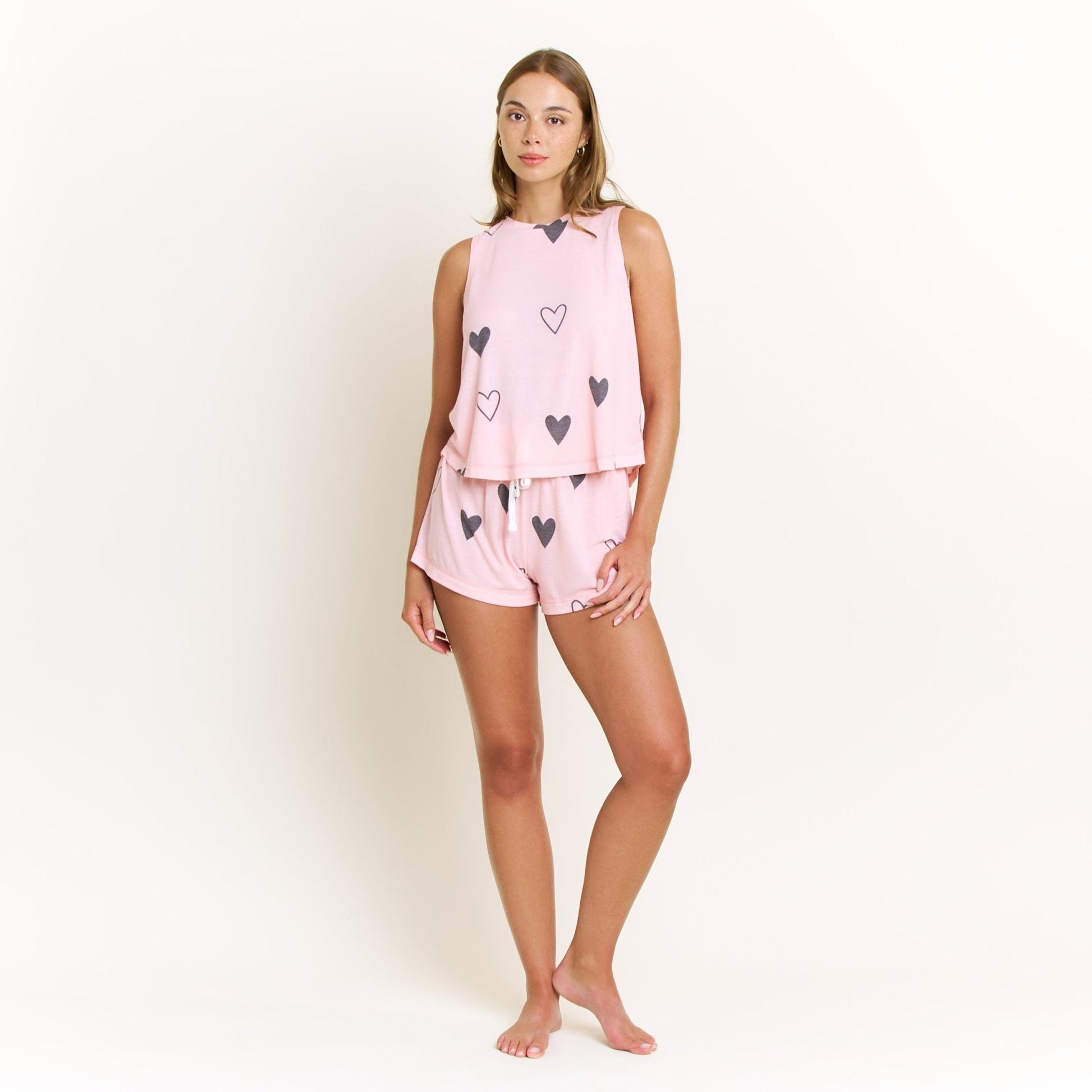 Honeydew Star Seeker Tank Shortie Set in Dusty Hearts
