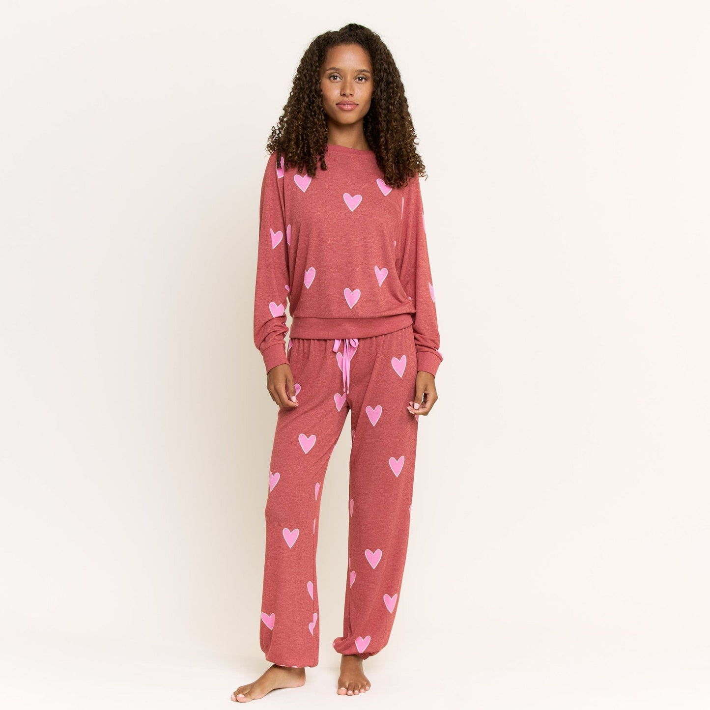 Honeydew Star Seeker Long Set in Cherry Hearts