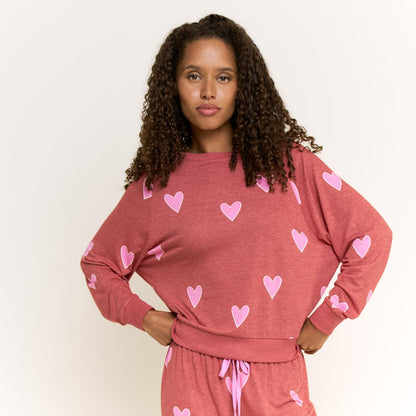 Honeydew Star Seeker Long Set in Cherry Hearts