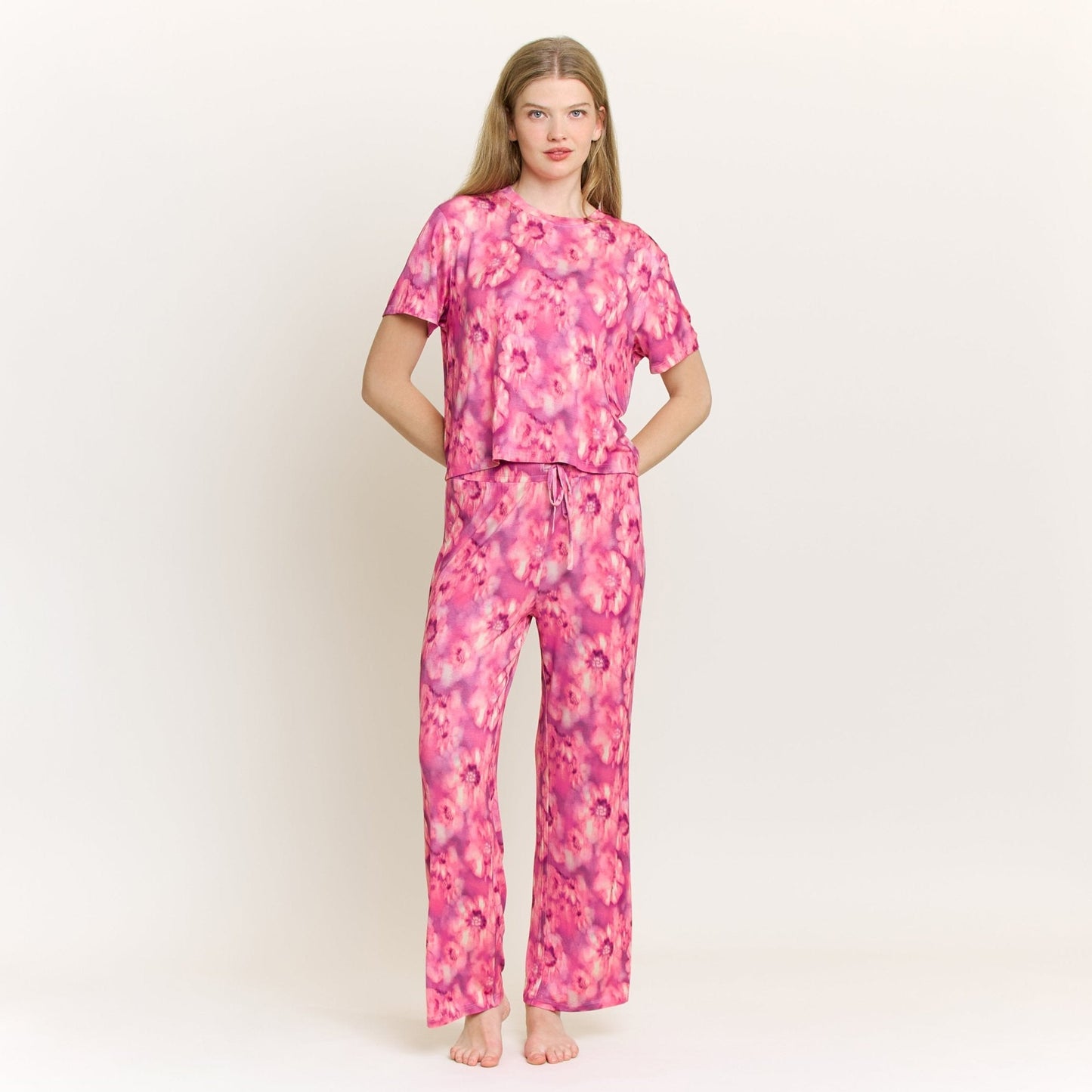 Honeydew All American Tee Pant Set in Magenta Floral