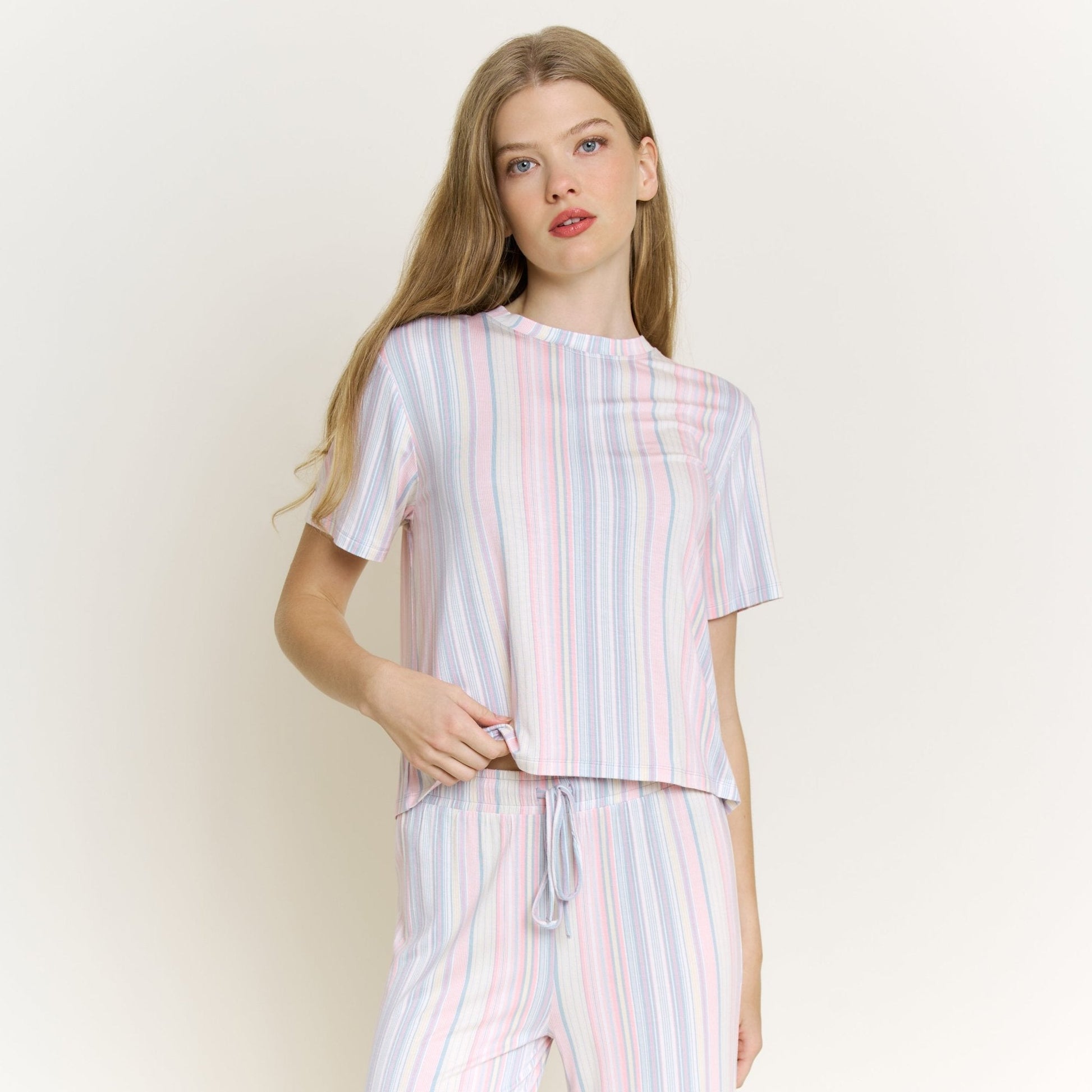 Honeydew All American Tee Pant Set in Dew Multi Stripe