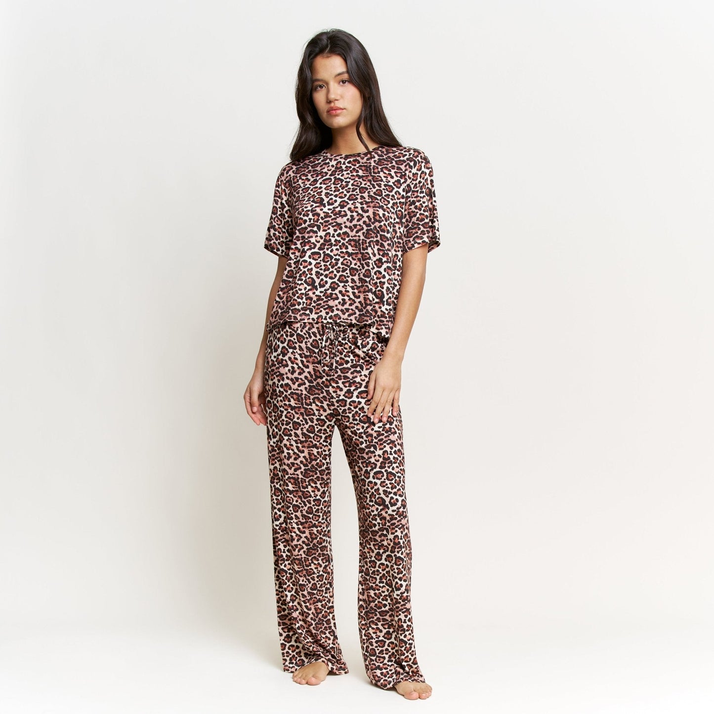 Honeydew All American Tee Pant Set in Caramel Leopard