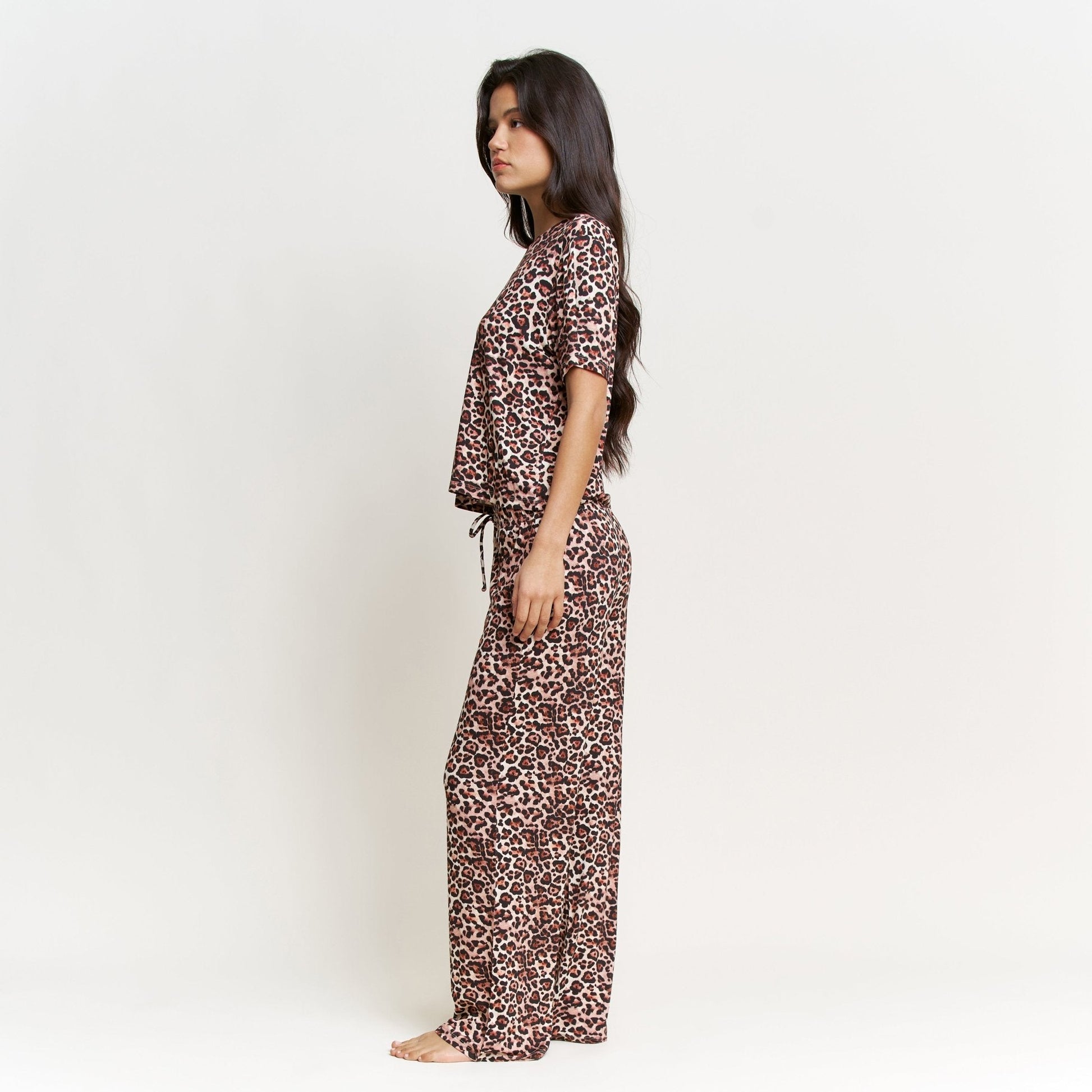 Honeydew All American Tee Pant Set in Caramel Leopard