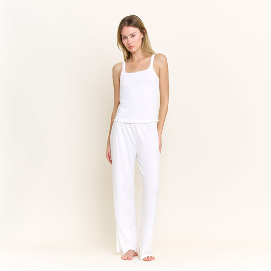 Honeydew Blissful Tank Pant Set in White