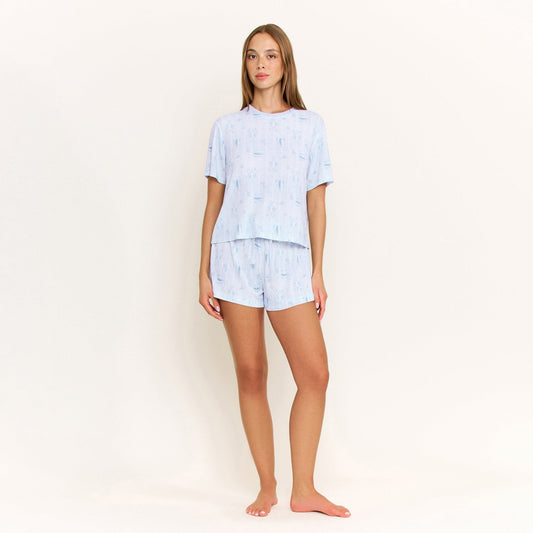 Honeydew Star Seeker Tee Shortie Set in Saltwater Sonata