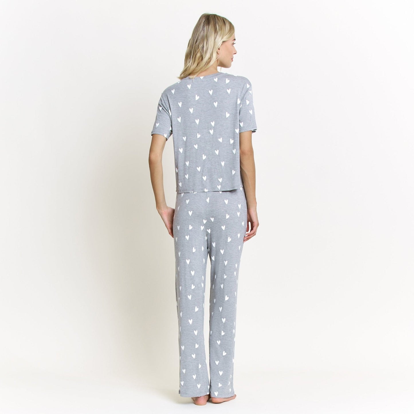 Honeydew All American Tee Pant Set in Heather Grey Hearts