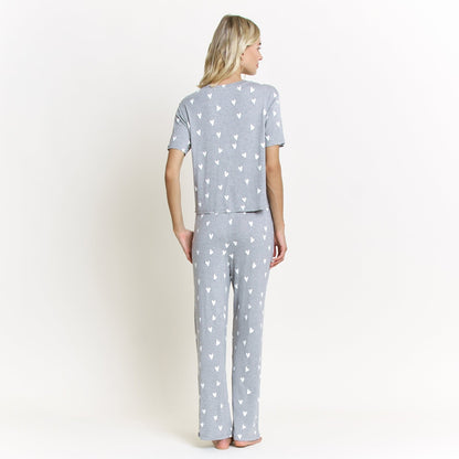 Honeydew All American Tee Pant Set in Heather Grey Hearts