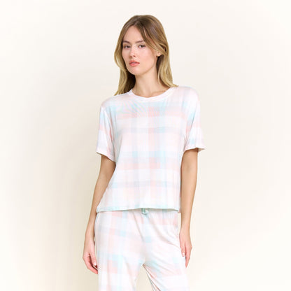 Honeydew All American Tee Pant Set in Bridal Check