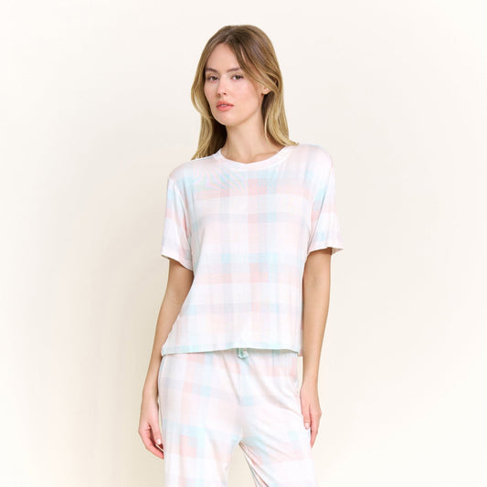 Honeydew All American Tee Pant Set in Bridal Check