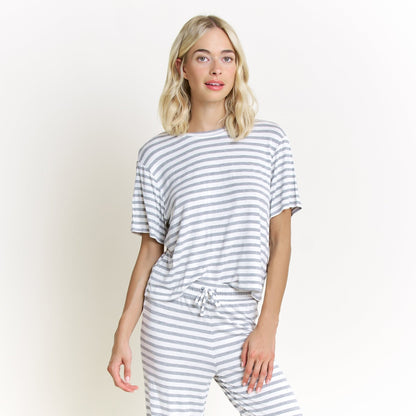 Honeydew All American Tee Pant Set In Ivory Stripe