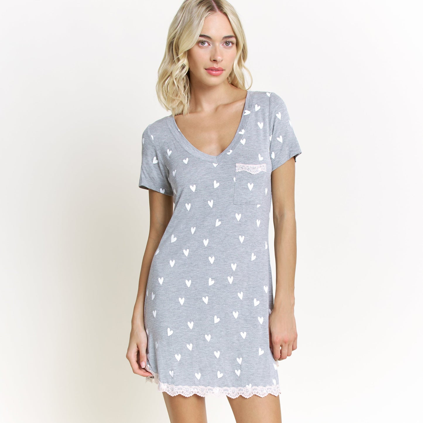 Honeydew All American Sleepshirt In Heather Grey Hearts