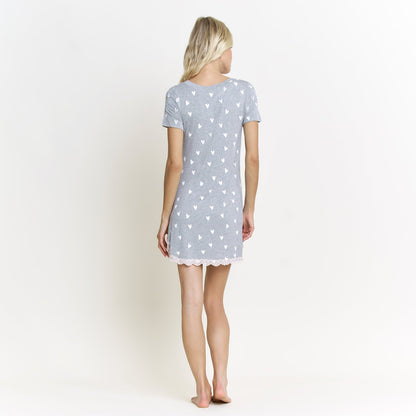 Honeydew All American Sleepshirt In Heather Grey Hearts