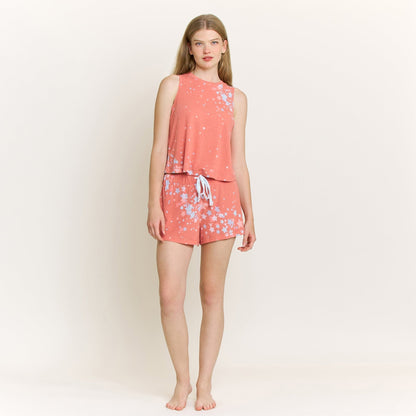 Honeydew Star Seeker Tank Shortie Set in Coral Blush Stars