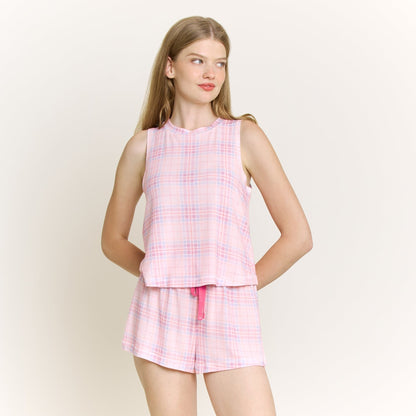 Honeydew Star Seeker Tank Shortie Set in Budding Plaid