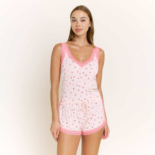 Honeydew Mellow Out Tank Shortie Set in Marzipan Hearts