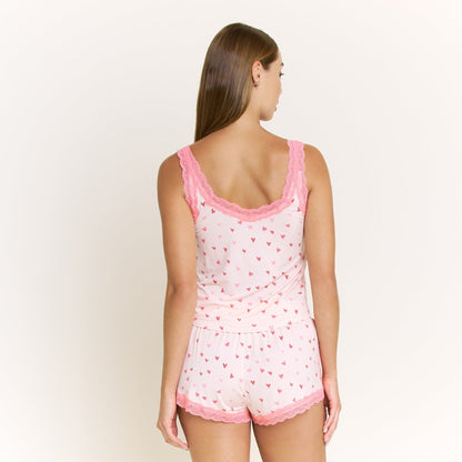 Honeydew Mellow Out Tank Shortie Set in Marzipan Hearts