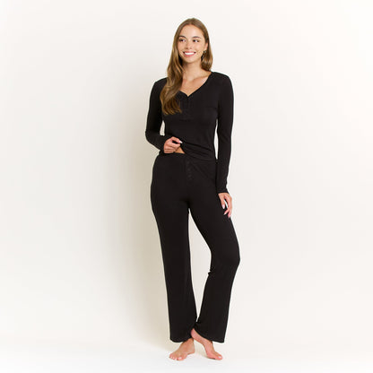 Honeydew Dreamland Long Henley Set in Black