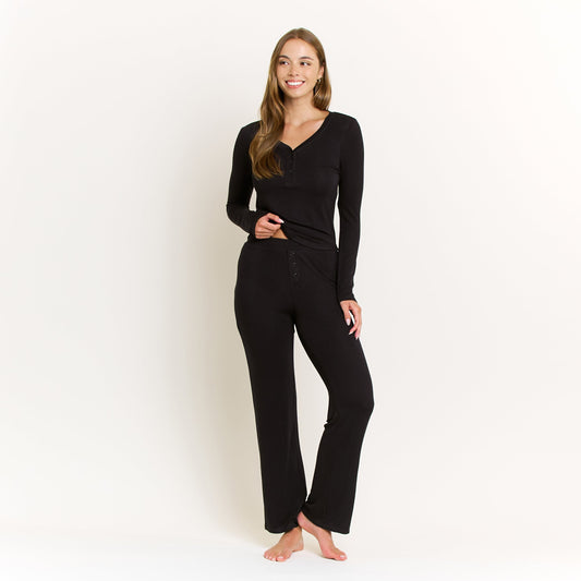 Honeydew Dreamland Long Henley Set in Black