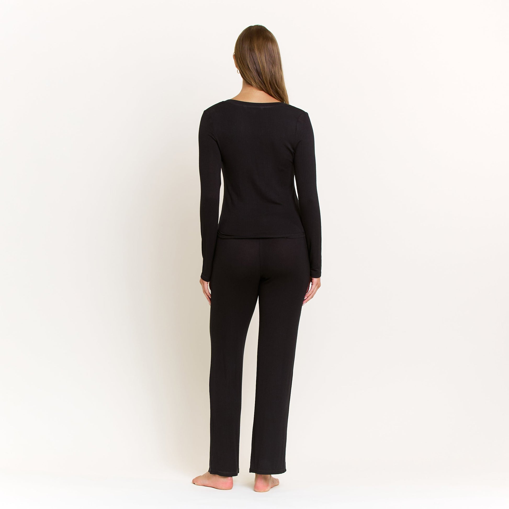 Honeydew Dreamland Long Henley Set in Black