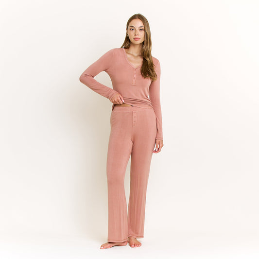 Honeydew Dreamland Long Henley Set in Hazel