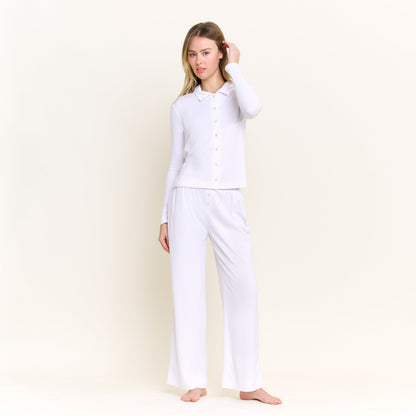 Honeydew Coffee Club Long Set in White