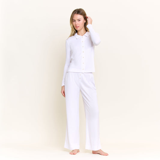 Honeydew Coffee Club Long Set in White