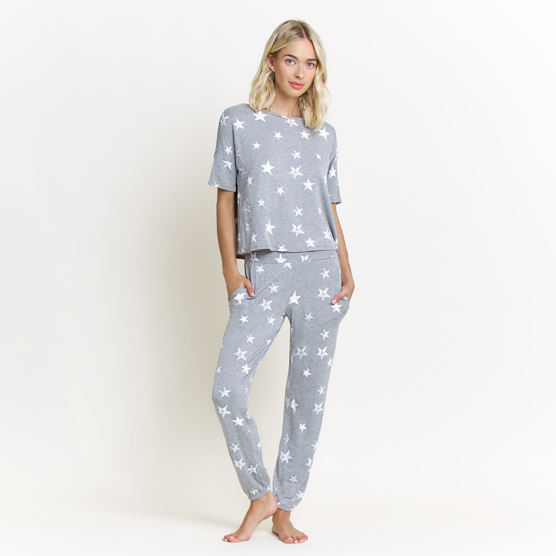 Honeydew Sun Lover PJ Set In Heather Grey Stars