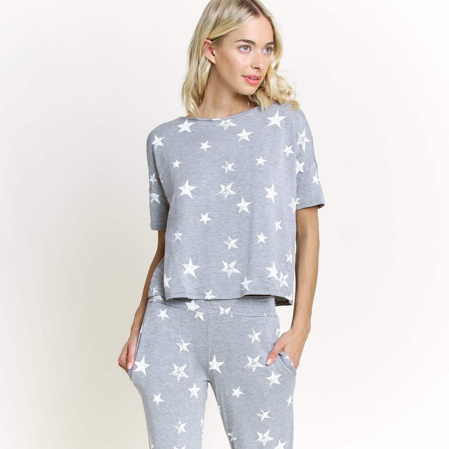 Honeydew Sun Lover PJ Set In Heather Grey Stars