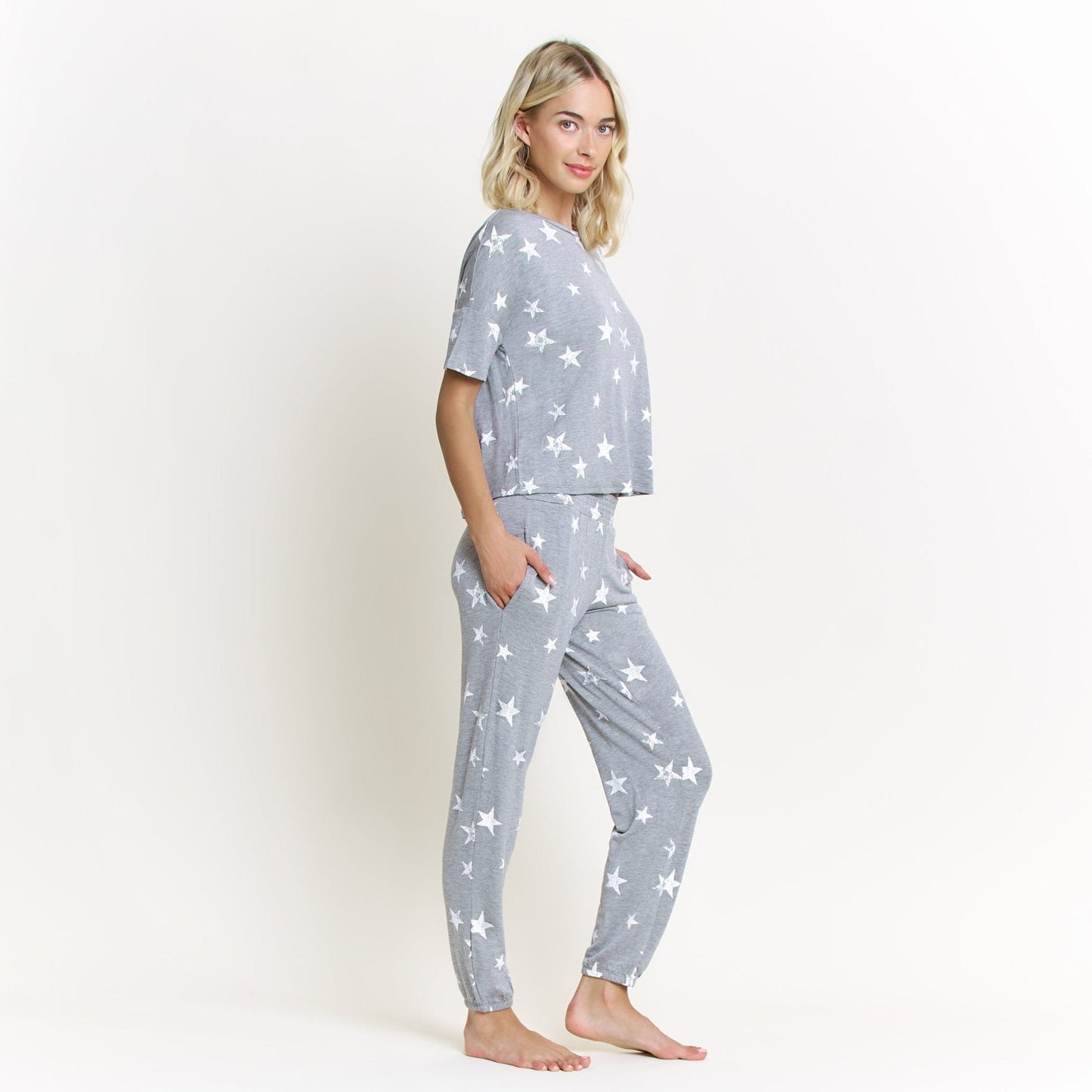 Honeydew Sun Lover PJ Set In Heather Grey Stars