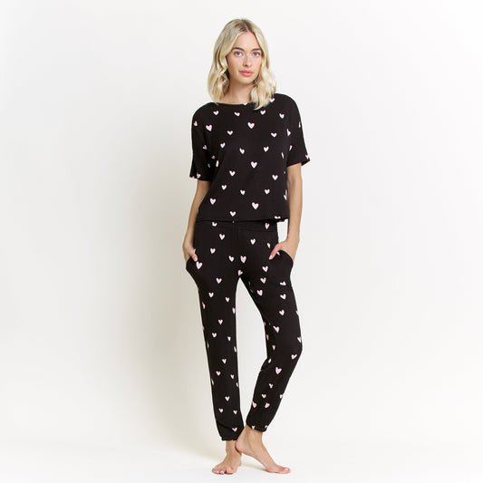 Honeydew Sun Lover PJ Set In Black Hearts