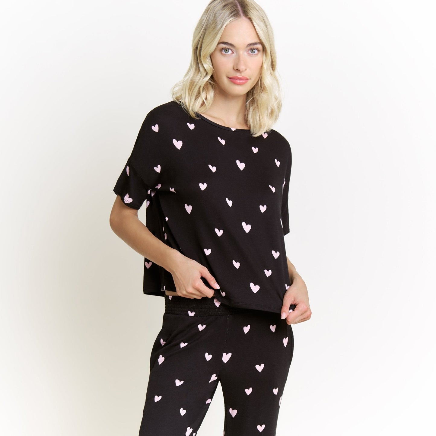 Honeydew Sun Lover PJ Set In Black Hearts