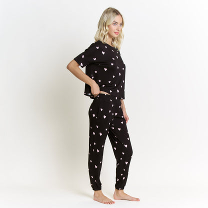 Honeydew Sun Lover PJ Set In Black Hearts