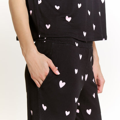 Honeydew Sun Lover PJ Set In Black Hearts